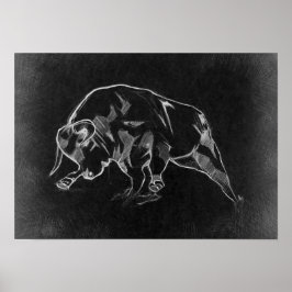 Poster Taureau - Dessin graphique