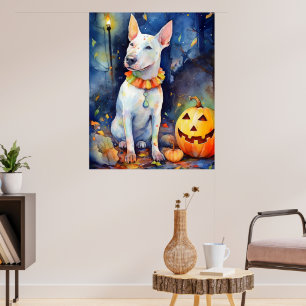 Poster Taureau d'Halloween avec la peur Citrouille