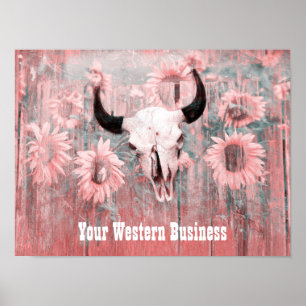 Poster Taureau Russe Rose Ouest Taureau Taureau Sur Le Bo