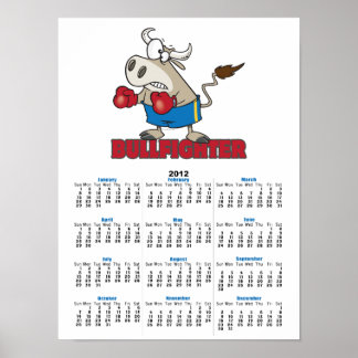 Poster tauromachie drôle boxer taureau personnage de dess