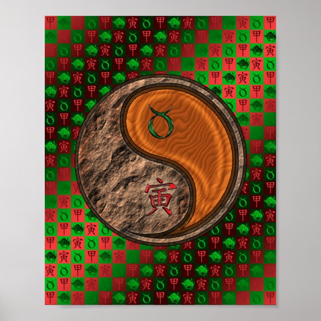 Poster Taurus et tigre de bois (Devant)