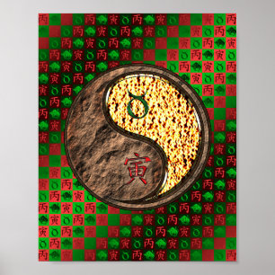 Poster Taurus et tigre de feu