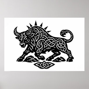Poster Taurus Sceau du Taureau — Encre de zodiaque liée à