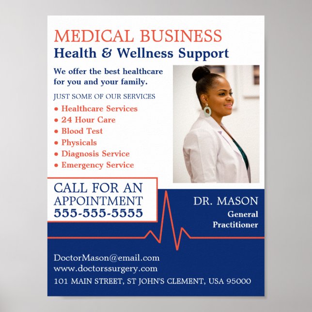 Poster Taux cardiaque, Praticien général, Infirmière, Méd (Devant)