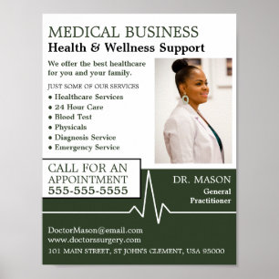 Poster Taux cardiaque, Praticien général, Infirmière, Méd