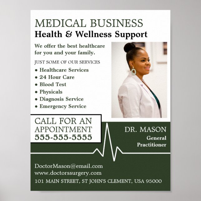 Poster Taux cardiaque, Praticien général, Infirmière, Méd (Devant)