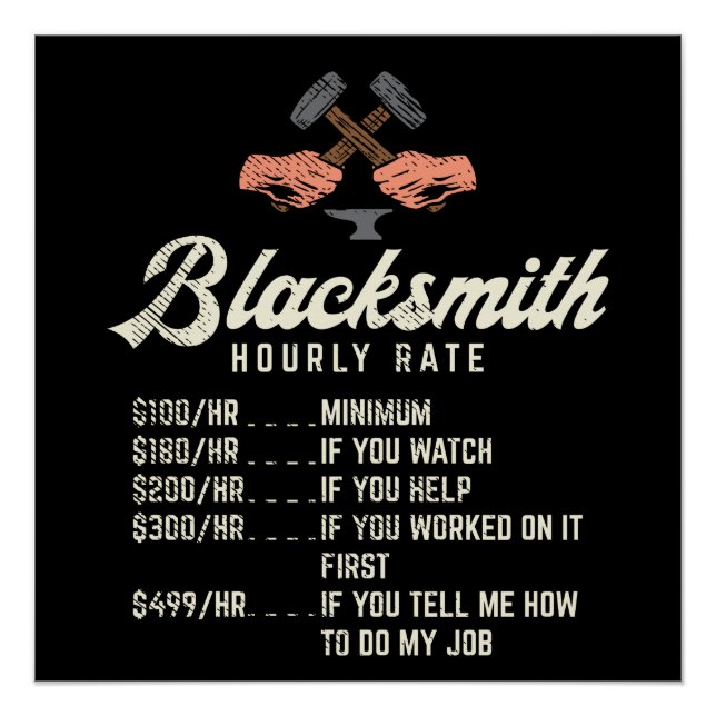 Poster Taux horaire Blacksmith (Devant)