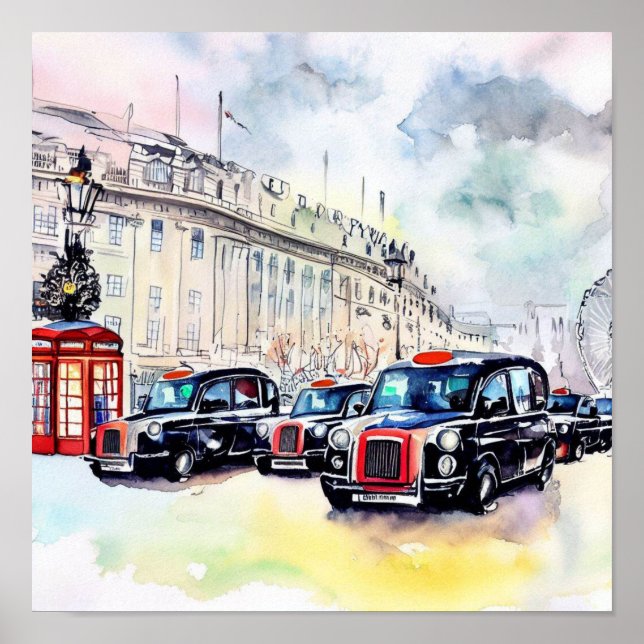 Poster Taxi Noir Iconique de Londres, (E) (Devant)