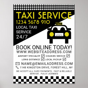 Poster Taxi Station, Taxi Cabine firme Publicité