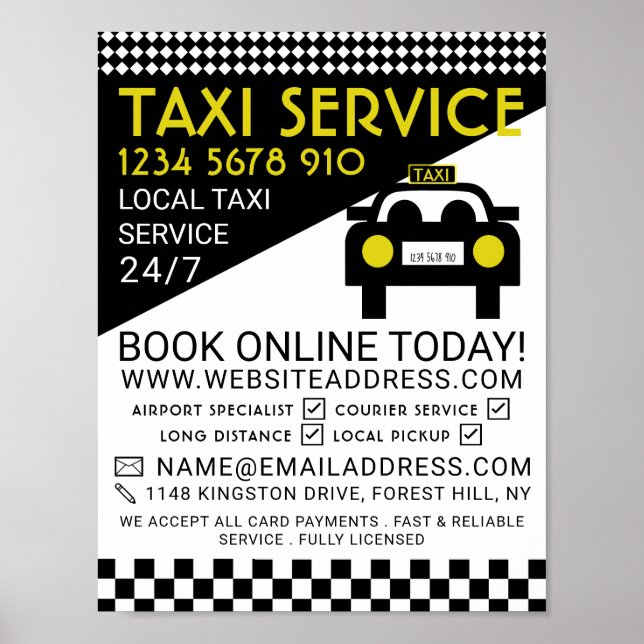 Poster Taxi Station, Taxi Cabine firme Publicité (Devant)
