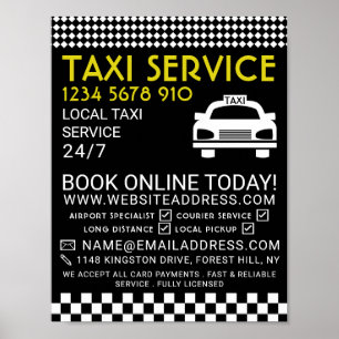 Poster Taxi Station, Taxi Cabine firme Publicité