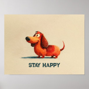 Poster Tay Happy Dog – Citation Positive Mignonne Art