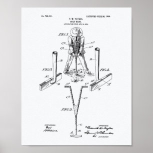 Poster Taylor Golf Club 1905 Patent Art - Livre blanc