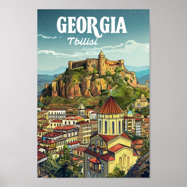 Poster Tbilisi Géorgie Vintage Lieu de voyage célèbre (Devant)
