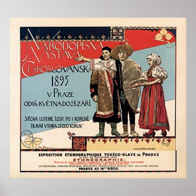 Poster Tchéchoslav ethnographique exposition vintage ad (Devant)