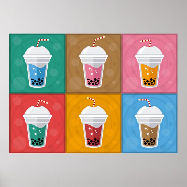 Poster Tea bulle coloré 6 pack (Devant)