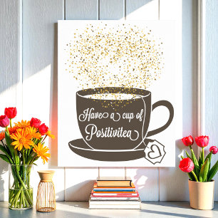Poster Tea Cup Brown Jaune Gold Inspiration