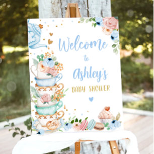 Poster Tea Party Baby brasse Baby shower garçon Bienvenue