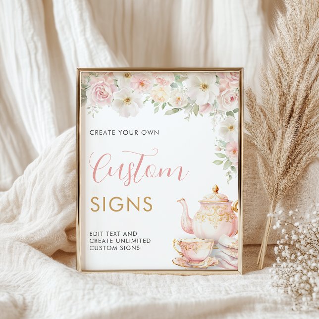 Poster Tea Party Baby Shower Custom Sign -  8x10 (Tea Party Baby Shower Custom Sign - 8x10
)