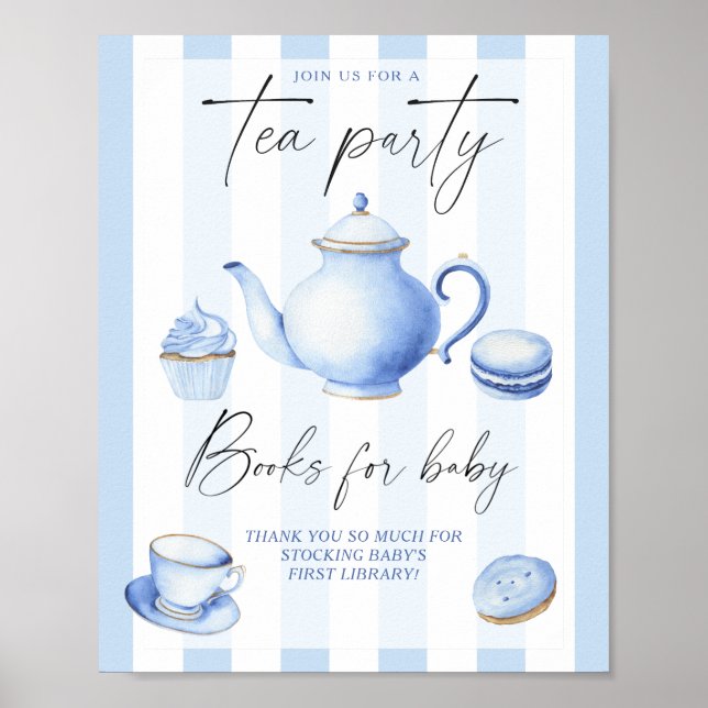 Poster Tea Party Boy Baby showers pour bébé (Devant)
