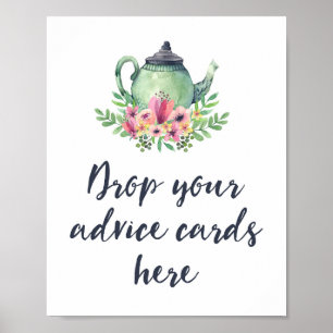 Poster Tea Party Conseils Cartes Fête des mariées bébé