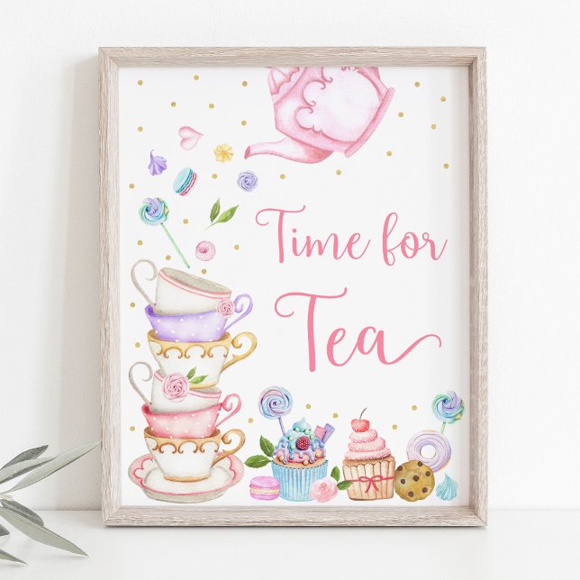 Poster Tea Party Pink pour l'anniversaire du thé (Créateur téléchargé)