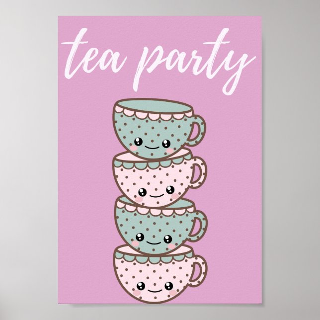 Poster Tea Party rose (Devant)