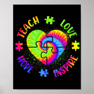 Poster Teach Hope Love Inspire Autism Awareness Teacher T