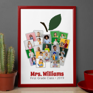 Poster Teacher Apple Collage Cadeau de l'enseignant 21 Ph
