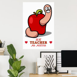 Poster Teacher Appréciation Worm in Apple Ajouter un nom