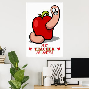 Poster Teacher Appréciation Worm in Apple Ajouter un nom