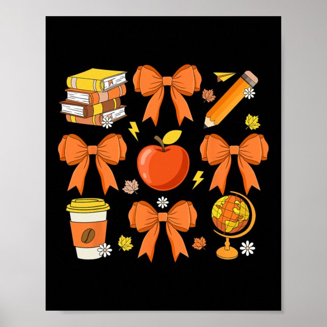 Poster Teacher Fall Chemise Coquette Bow Citrouille Autom (Devant)