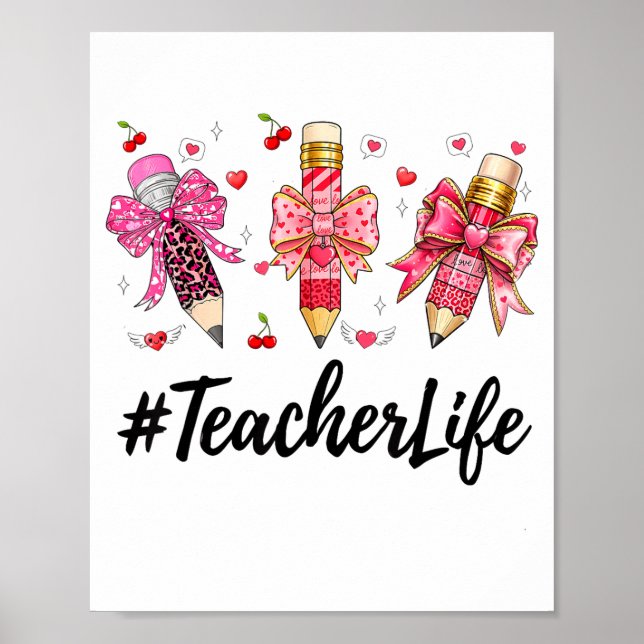 Poster Teacher Valentine Coquette Bow Teacher Valentines  (Devant)