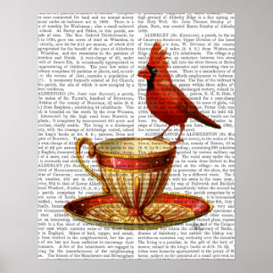 Poster Teacup Et Cardinal Rouge