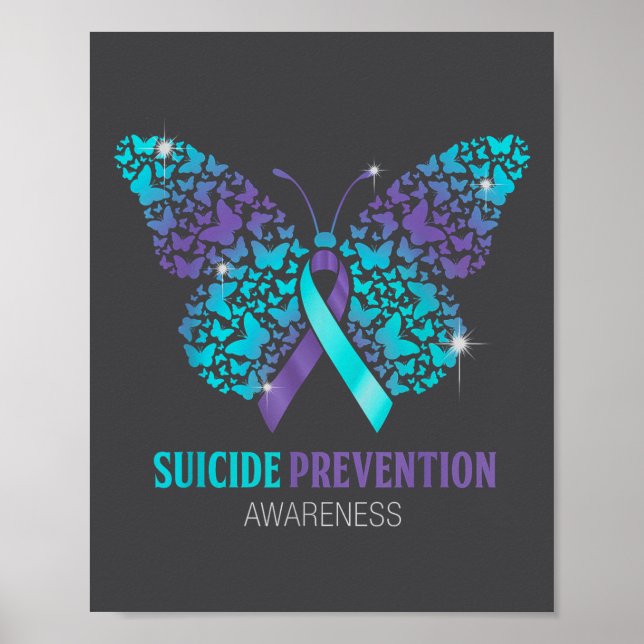 Poster Teal And Purple Butterfly Suicide Prevention Aware (Devant)