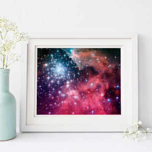 Poster Teal Magenta Ombre Étoiles