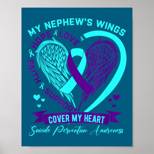 Poster Teal Purple Suicide Prevention Awareness Nephew He (Devant)