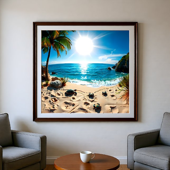 Poster Teal Watercolor Sea Turtle Coastal Zen (Créateur téléchargé)