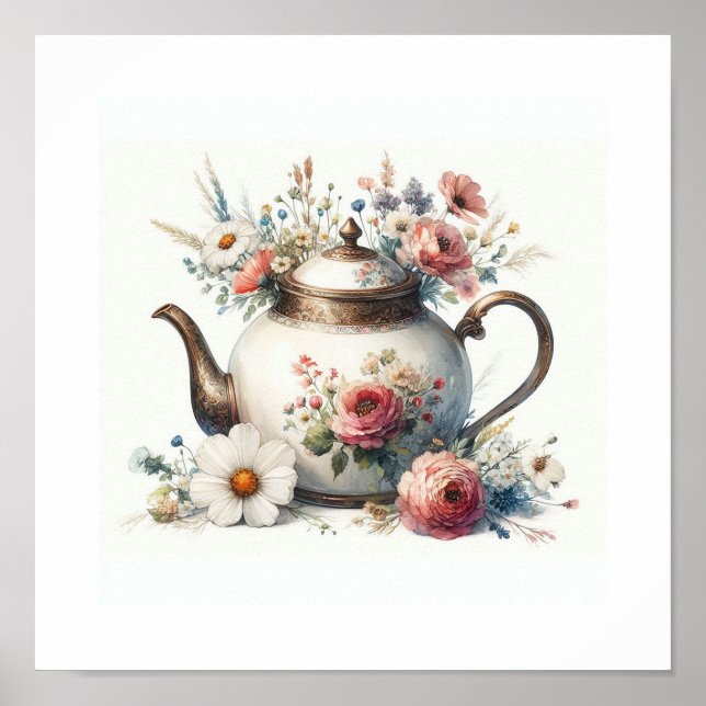 Poster Teapot floral 7 (Devant)