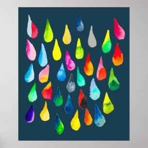 Poster Teardrops watercolor colorful whimsical