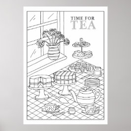 Poster Teatime Tea Party Qualité do-it-yourself Colorier 