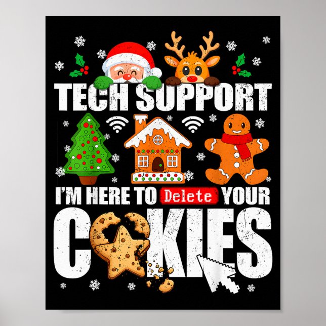 Poster Tech Suprt Delete Your Cookies Men Ugly Christmas  (Devant)