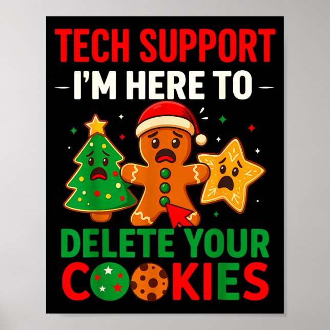 Poster Tech Suprt Here To Delete Cookies Christmas Men Wo (Devant)