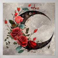 Técherie | Lune de croissant avec des roses rouges