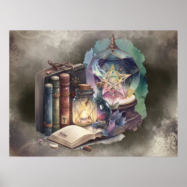 Poster Técherie | Tomes du Spellbook Pastel et boule de c (Devant)
