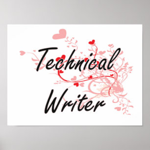 Poster Technical Writer Artistic Job Design with Hearts