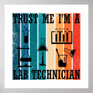 Poster Technicien de laboratoire drôle humour technicien 