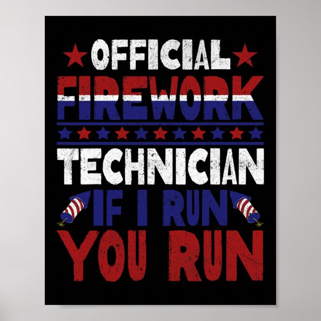 Poster Technicien en Firework 4 juillet Funny Usa Pyro-te (Devant)