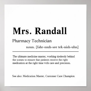Poster Technicien en pharmacie Cadeau personnalisé