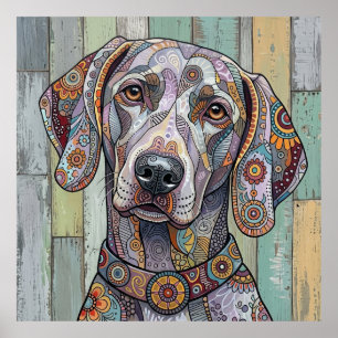 Poster Technicolor Fidèle : Art canin à motifs complexes